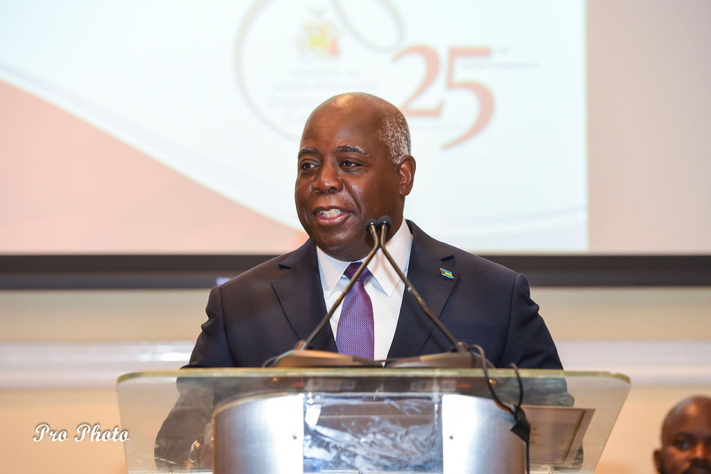 The Hon. Philip E. Davis, K.C., Prime Minister of The Bahamas delivering the Presentation Address.